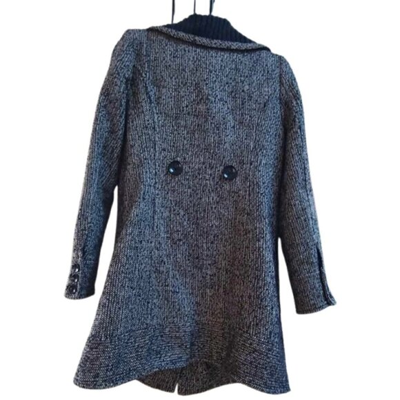 Kut From the Kloth Tweed Peacoat Minimalist Quiet Luxury Dark Academia LARGE L - Picture 4 of 10